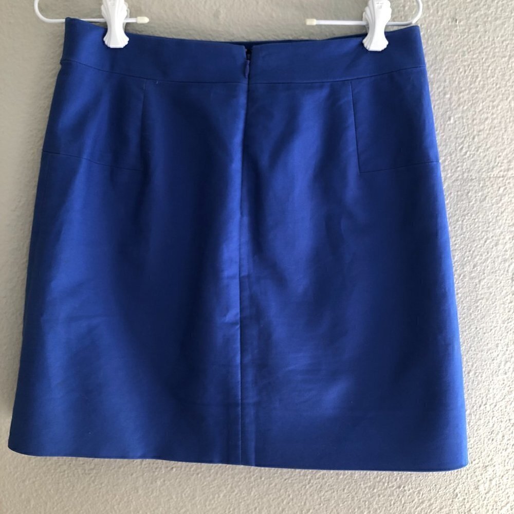 Y2K 12" J. Crew Double Serge Cobalt Blue Lined Pencil Skirt Women's size 4 - NEW - Picture 4 of 10